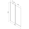 Paroi de baignoire pivotante Mexen Flip 2 volets 120 x 150 cm, transparent, noir - 894-120-101-70-00