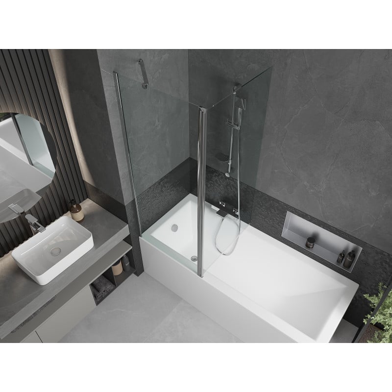 Mexen Flip paroi de baignoire à 2 volets 140 x 150 cm, transparent, chromé - 894-140-101-01-00