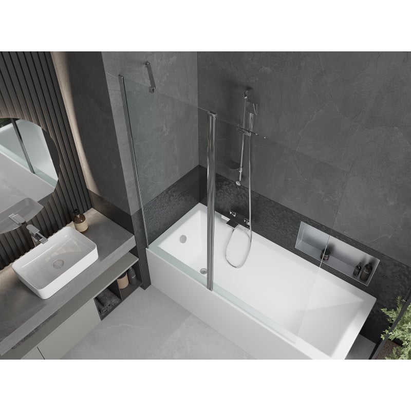 Mexen Flip paroi de baignoire à 2 volets 140 x 150 cm, transparent, chromé - 894-140-101-01-00