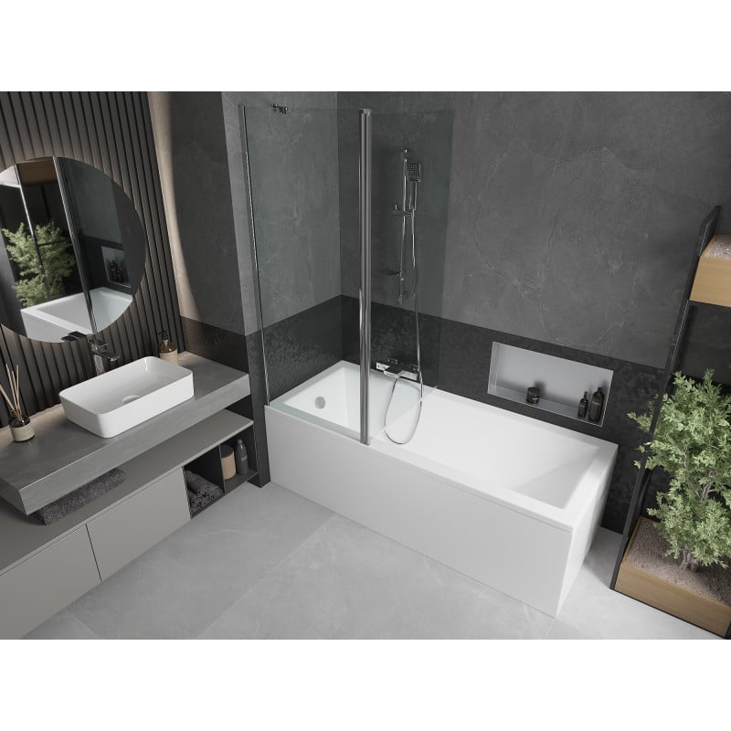 Mexen Flip paroi de baignoire à 2 volets 140 x 150 cm, transparent, chromé - 894-140-101-01-00