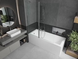 Mexen Flip paroi de baignoire à 2 volets 140 x 150 cm, transparent, chromé - 894-140-101-01-00