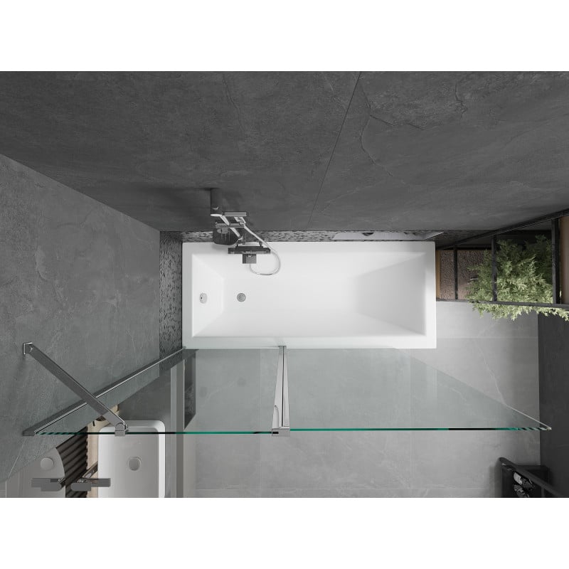 Mexen Flip paroi de baignoire à 2 volets 140 x 150 cm, transparent, chromé - 894-140-101-01-00