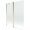 Mexen Flip paravent de baignoire pliable 2 volets 140 x 150 cm, transparent, doré - 894-140-101-50-00