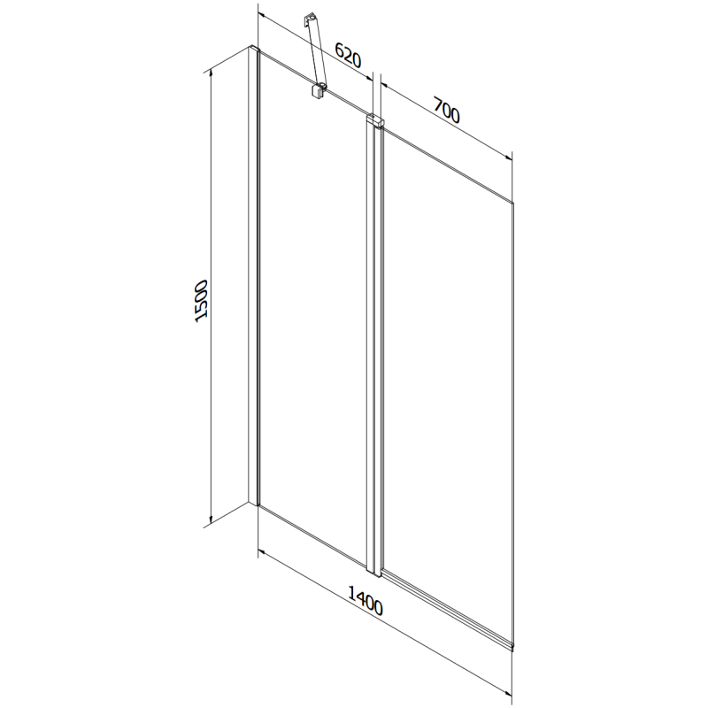 Mexen Flip paravent de baignoire pliable 2 volets 140 x 150 cm, transparent, doré - 894-140-101-50-00