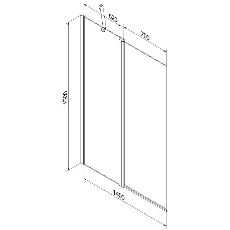 Mexen Flip paroi de baignoire à 2 volets 140 x 150 cm, transparent, doré - 894-140-101-50-00