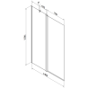 Mexen Flip paroi de baignoire à 2 volets 140 x 150 cm, transparent, doré - 894-140-101-50-00
