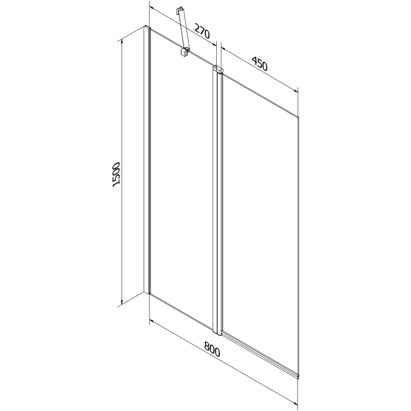 Mexen Flip paroi de baignoire à 2 volets 80 x 150 cm, givre, doré - 894-080-101-50-30