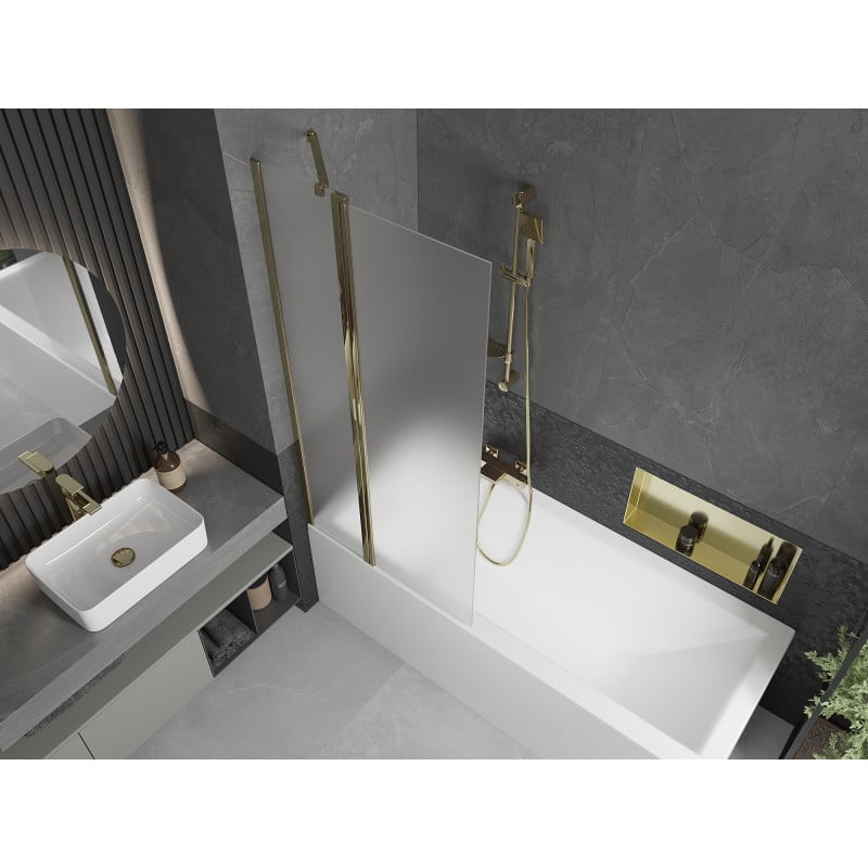 Mexen Flip paroi de baignoire à 2 volets 80 x 150 cm, givre, doré - 894-080-101-50-30