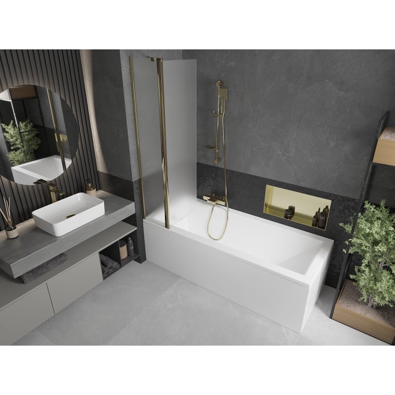 Mexen Flip paroi de baignoire à 2 volets 80 x 150 cm, givre, doré - 894-080-101-50-30