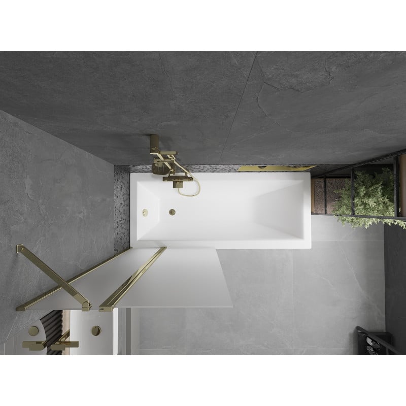 Mexen Flip paroi de baignoire à 2 volets 80 x 150 cm, givre, doré - 894-080-101-50-30