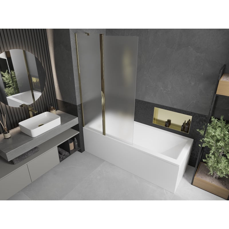 Mexen Flip paroi de baignoire à 2 volets 100 x 150 cm, givrée, dorée - 894-100-101-50-30