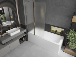 Mexen Flip paroi de baignoire à 2 volets 100 x 150 cm, givre, doré - 894-100-101-50-30