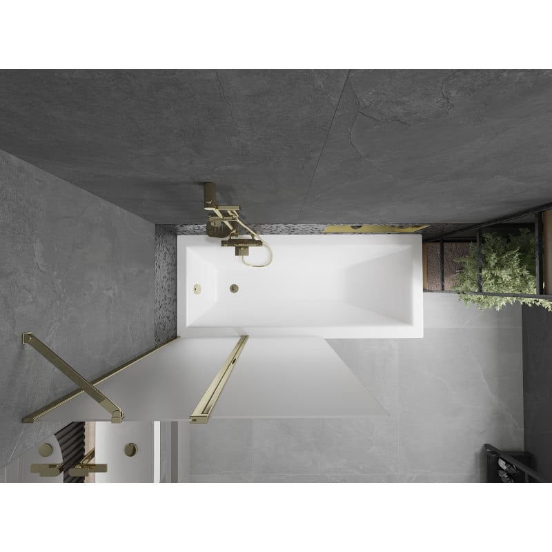 Mexen Flip paroi de baignoire à 2 volets 100 x 150 cm, givrée, dorée - 894-100-101-50-30