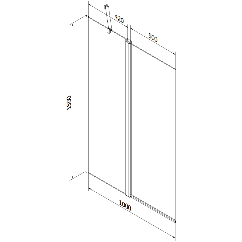 Mexen Flip paroi de baignoire à 2 volets 100 x 150 cm, dépoli, noir - 894-100-101-70-30
