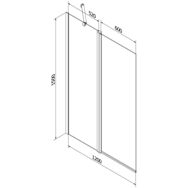 Mexen Flip paroi de baignoire 2 volets 120 x 150 cm, givré, doré - 894-120-101-50-30