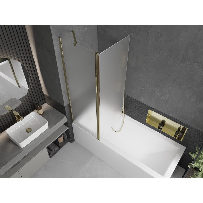 Mexen Flip paroi de baignoire 2 volets 120 x 150 cm, givré, doré - 894-120-101-50-30