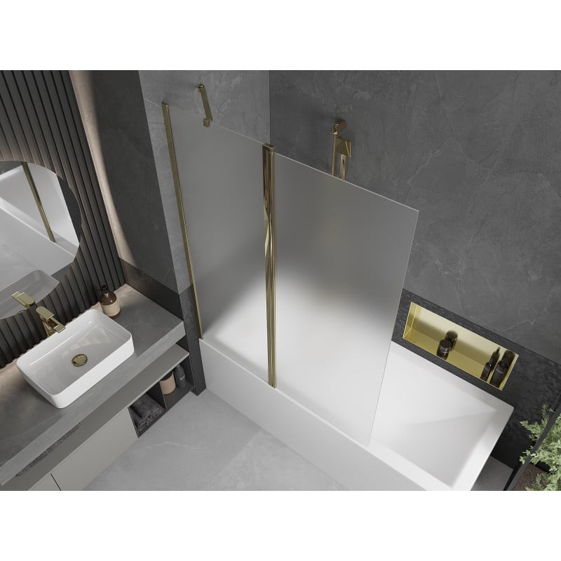 Mexen Flip paroi de baignoire 2 volets 120 x 150 cm, givré, doré - 894-120-101-50-30
