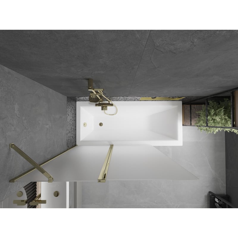 Mexen Flip paroi de baignoire 2 volets 120 x 150 cm, givré, doré - 894-120-101-50-30