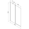 Mexen Flip paravent de baignoire à 2 volets 120 x 150 cm, givre, noir - 894-120-101-70-30