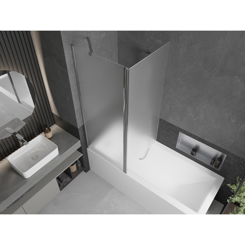 Mexen Flip écran de baignoire à 2 volets 140 x 150 cm, dépoli, chrome - 894-140-101-01-30