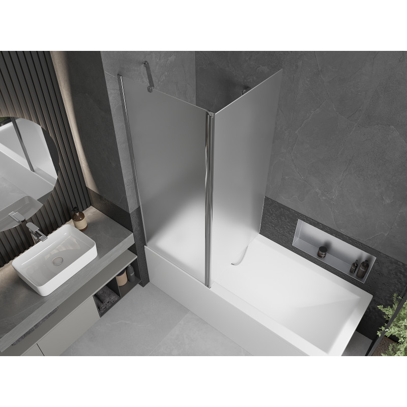 Mexen Flip paroi de baignoire à 2 volets 140 x 150 cm, givré, chrome - 894-140-101-01-30