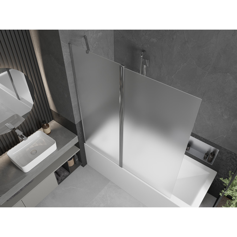 Mexen Flip paroi de baignoire à 2 volets 140 x 150 cm, givré, chrome - 894-140-101-01-30