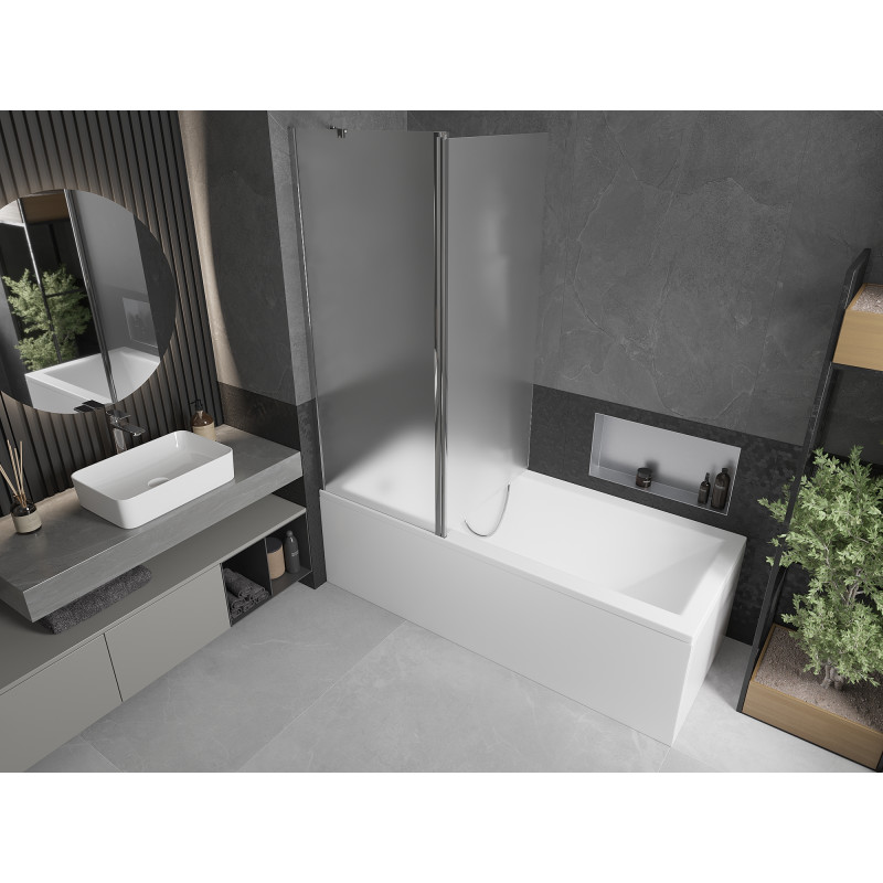 Mexen Flip paroi de baignoire à 2 volets 140 x 150 cm, givré, chrome - 894-140-101-01-30