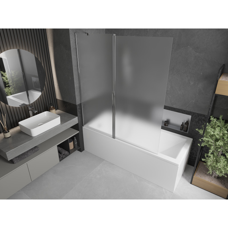 Mexen Flip paroi de baignoire à 2 volets 140 x 150 cm, givré, chrome - 894-140-101-01-30