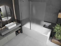 Mexen Flip paravent de baignoire 2 volets 140 x 150 cm, givré, chrome - 894-140-101-01-30