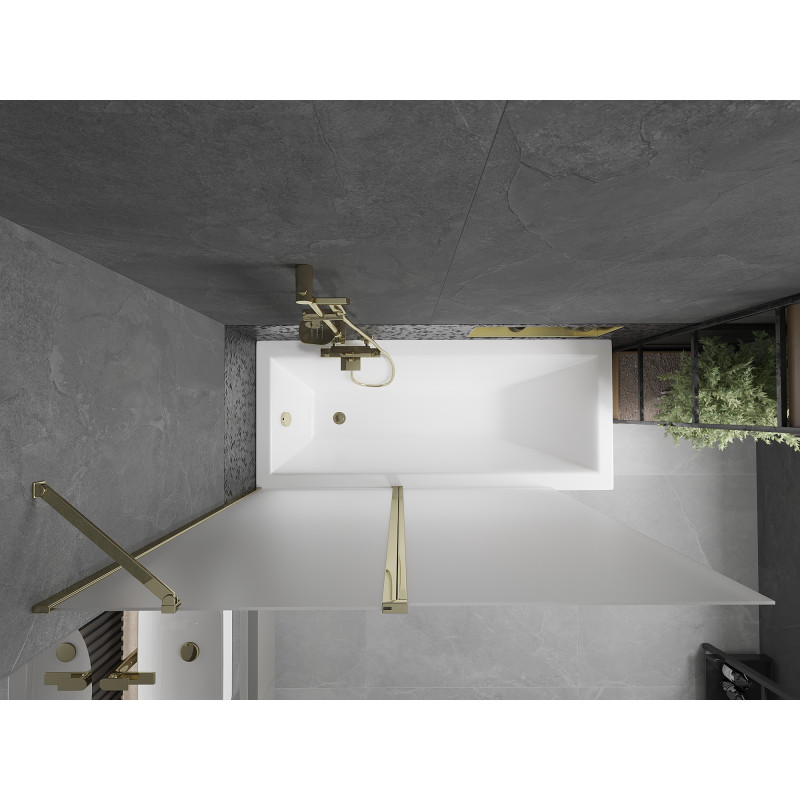 Mexen Flip paravent de baignoire à 2 volets 140 x 150 cm, givré, doré - 894-140-101-50-30
