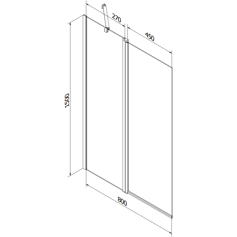 Mexen Flip pare-baignoire à 2 volets 80 x 150 cm, grille noire, noir - 894-080-101-70-77