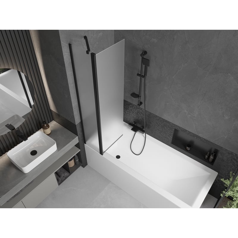 Mexen Flip pare-douche à 2 volets 80 x 150 cm, givré, noir - 894-080-101-70-30