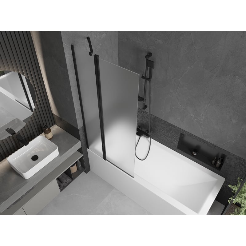 Mexen Flip pare-douche à 2 volets 80 x 150 cm, givré, noir - 894-080-101-70-30