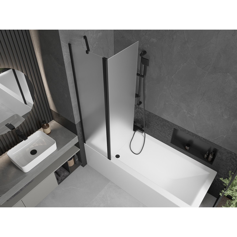 Mexen Flip pare-douche 2 volets 100 x 150 cm, givré, noir - 894-100-101-70-30