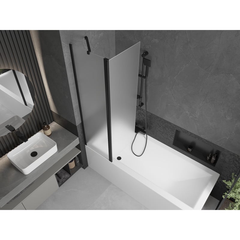 Mexen Flip paroi de baignoire à 2 volets 100 x 150 cm, dépoli, noir - 894-100-101-70-30