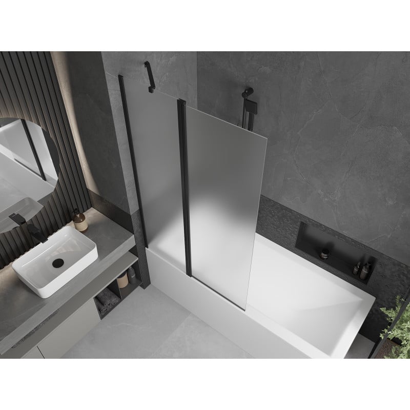 Mexen Flip paroi de baignoire à 2 volets 100 x 150 cm, dépoli, noir - 894-100-101-70-30