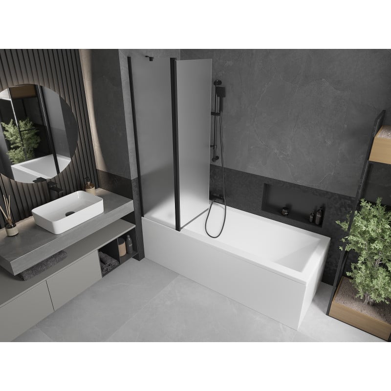 Mexen Flip paroi de baignoire à 2 volets 100 x 150 cm, dépoli, noir - 894-100-101-70-30