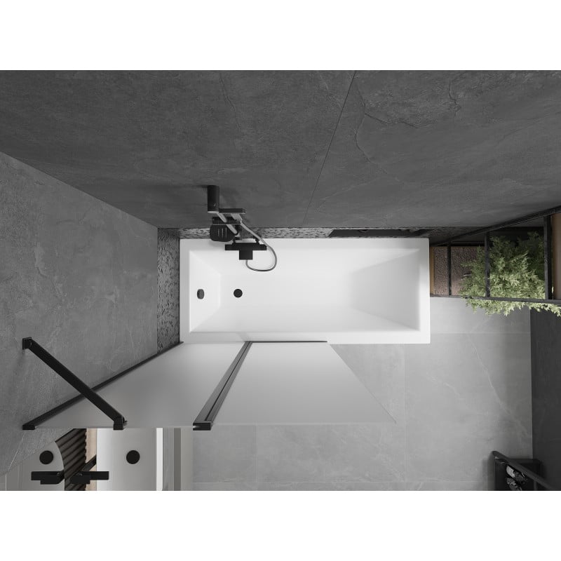 Mexen Flip paroi de baignoire à 2 volets 100 x 150 cm, dépoli, noir - 894-100-101-70-30