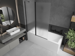 Mexen Flip paravent de baignoire à 2 volets 120 x 150 cm, givre, noir - 894-120-101-70-30