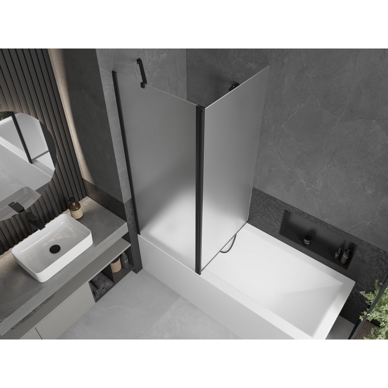 Mexen Flip écran de baignoire à 2 volets 140 x 150 cm, dépoli, noir - 894-140-101-70-30