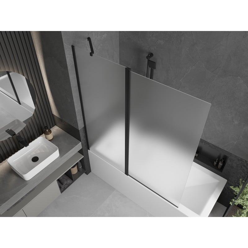 Mexen Flip écran de baignoire à 2 volets 140 x 150 cm, dépoli, noir - 894-140-101-70-30