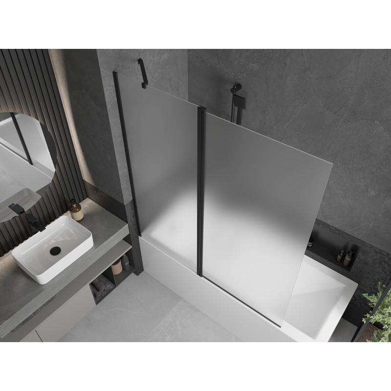 Mexen Flip paroi de baignoire à 2 volets 140 x 150 cm, givre, noir - 894-140-101-70-30