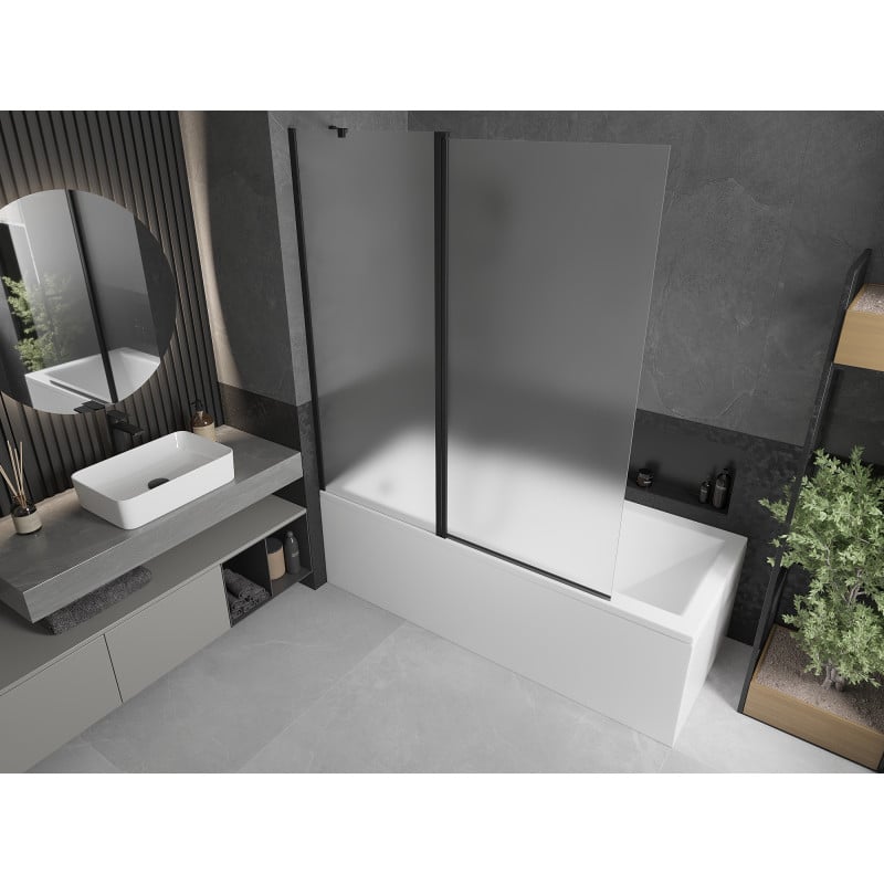 Mexen Flip écran de baignoire à 2 volets 140 x 150 cm, dépoli, noir - 894-140-101-70-30