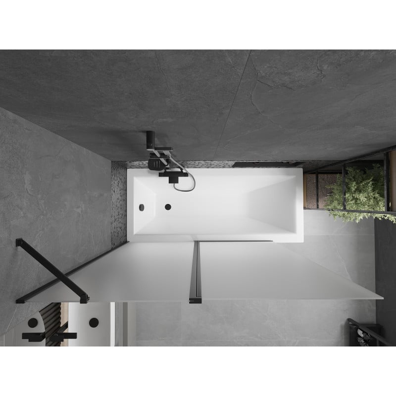 Mexen Flip écran de baignoire à 2 volets 140 x 150 cm, dépoli, noir - 894-140-101-70-30