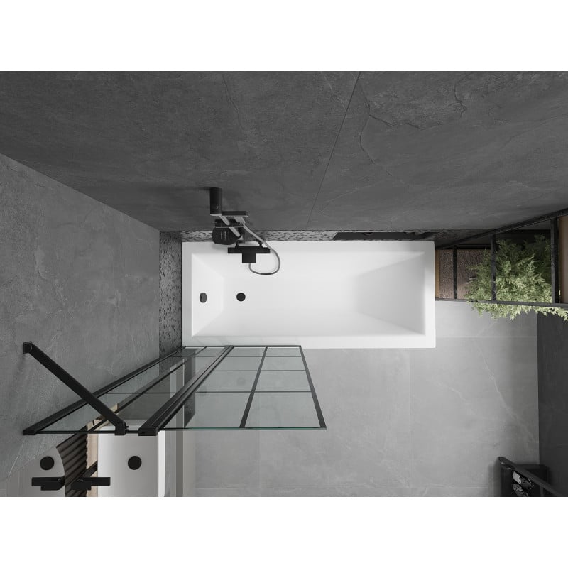 Mexen Flip pare-baignoire à 2 volets 80 x 150 cm, grille noire, noir - 894-080-101-70-77