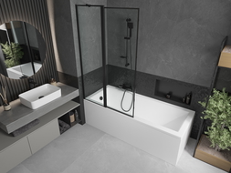 Mexen Flip écran de baignoire 2 volets 100 x 150 cm, motif noir, noir - 894-100-101-70-70