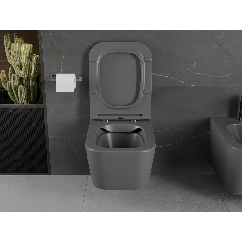 Mexen Madox cuvette wc Rimless avec abattant à descente progressive slim, duroplast, gris foncé mat - 30154061