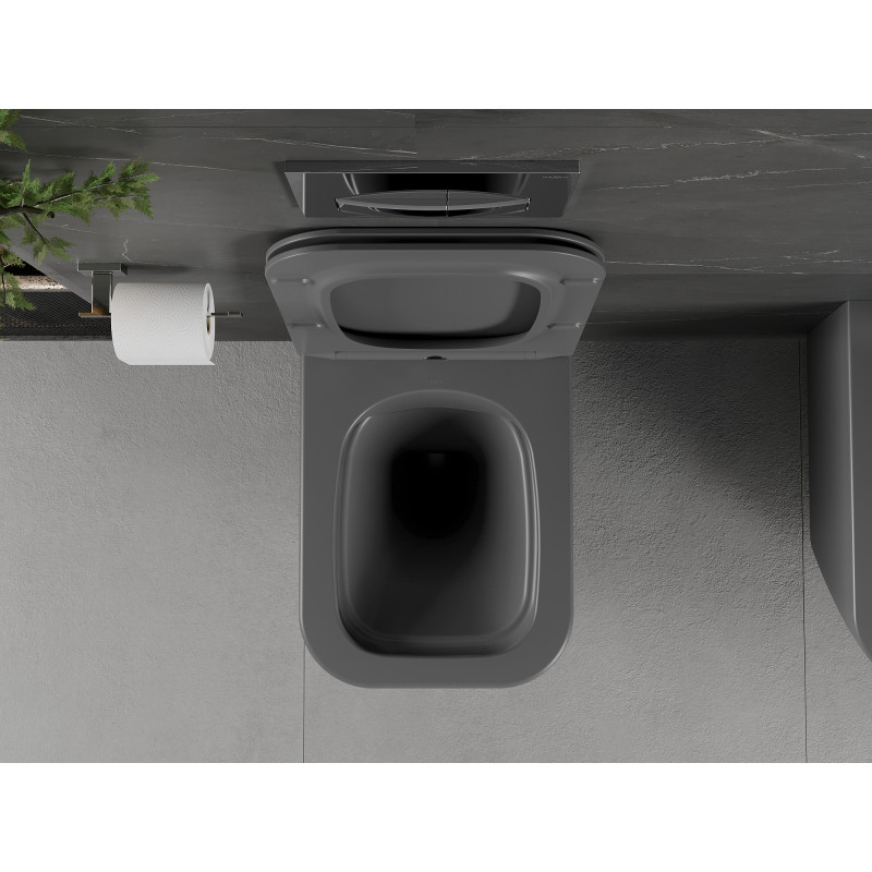 Mexen Madox cuvette WC Rimless avec abattant slim à descente lente, duroplast, gris foncé mat - 30154061