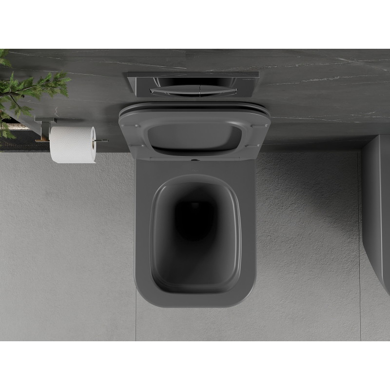 Mexen Madox cuvette WC sans rebord avec abattant à descente ralentie slim, duroplast, gris foncé mat - 30154061