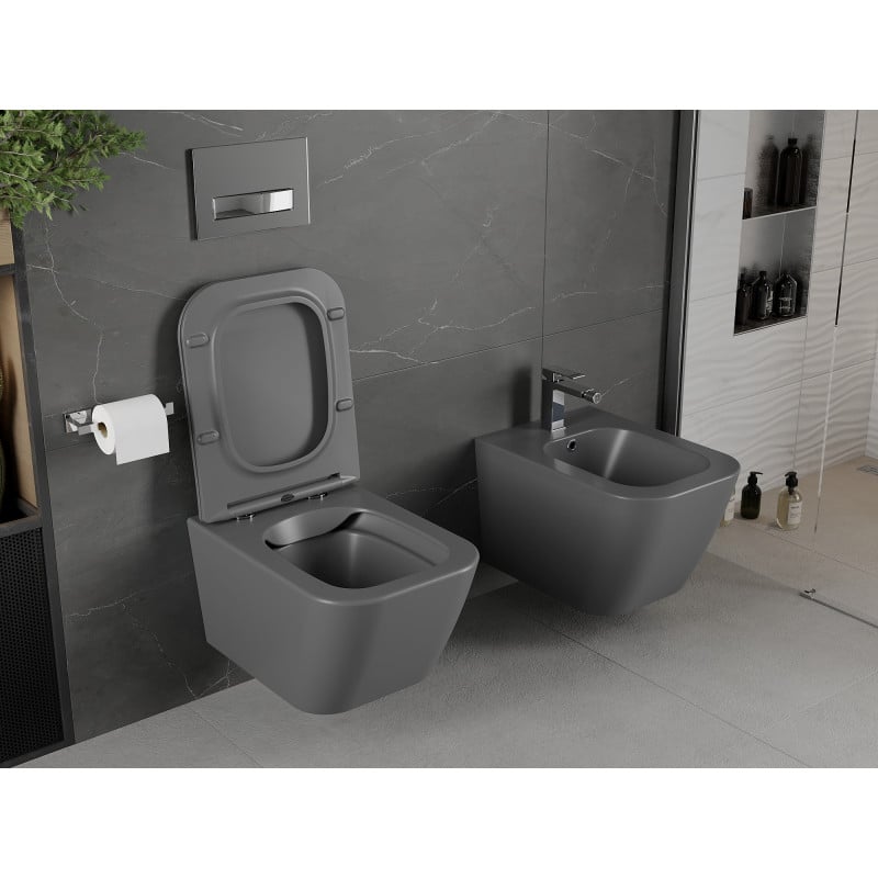 Mexen Madox cuvette wc Rimless avec abattant à descente progressive slim, duroplast, gris foncé mat - 30154061